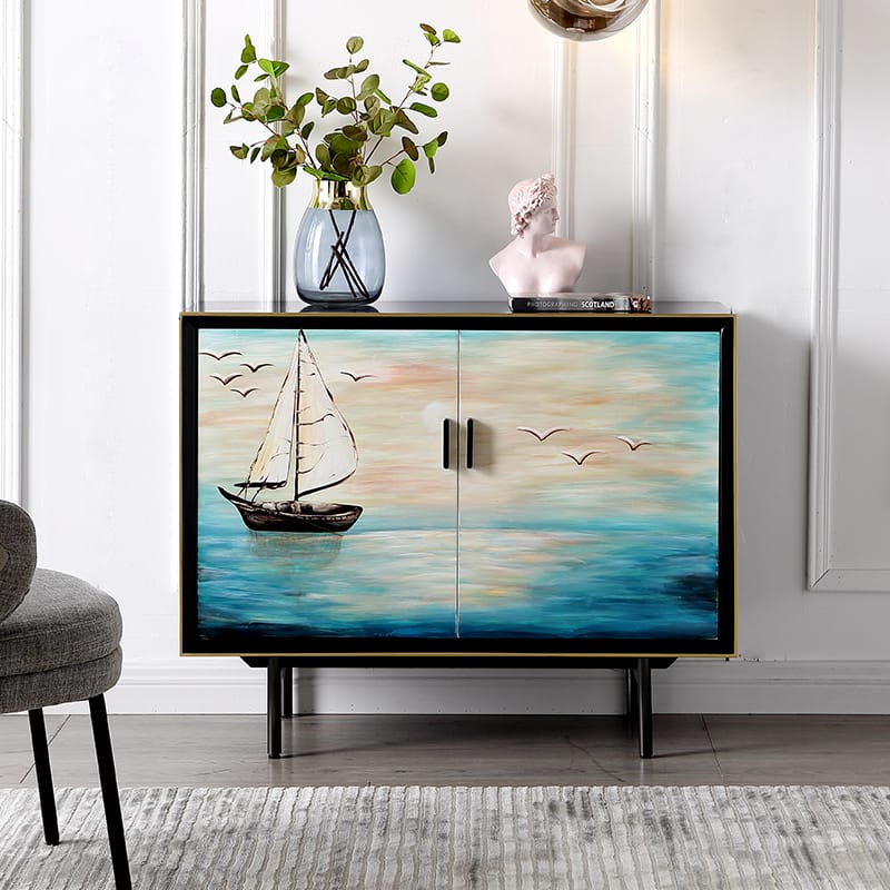 Artisanal Hand-Painted Storage Cabinet: Where Luxury Meets Functional Art in Home Décor